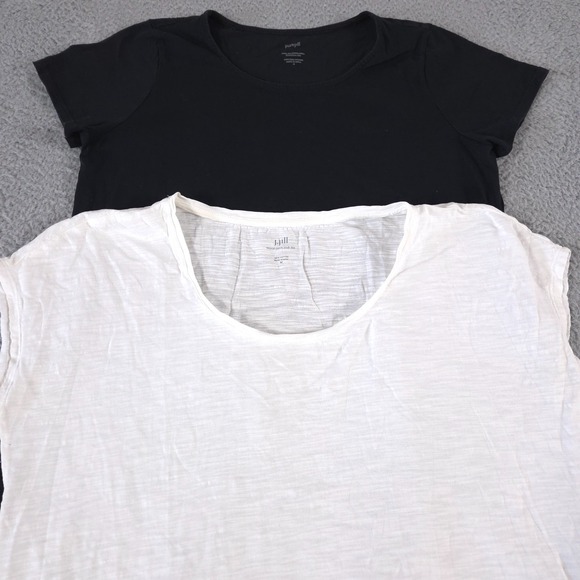 LOT OF 2 J Jill Top Womens Medium Pima Pure Scoop Neck Elliptical Tee Slub Shirt